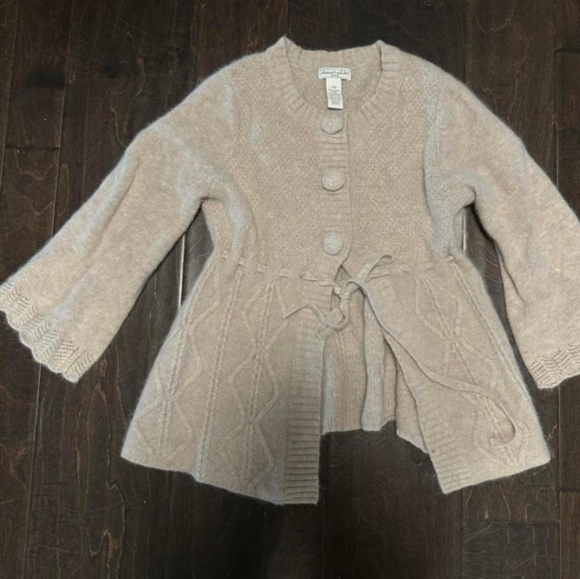Tops - Beige Knit Cardigan with Button Details
